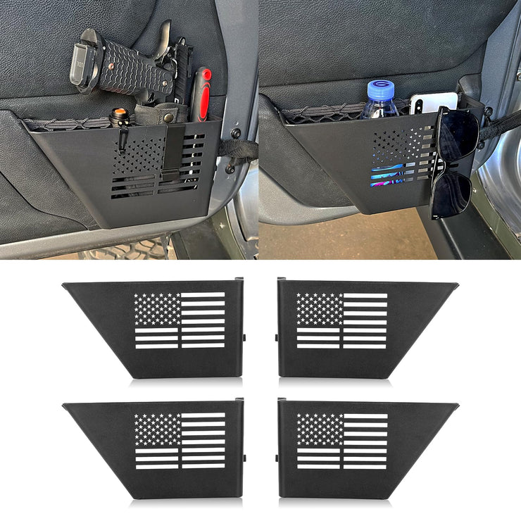2PC Metal Front & Rear Door Storage Box Door Side Insert Organizer Box Pockets (07-18 Jeep Wrangler JK 4 Door)