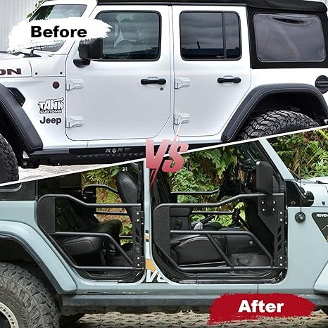Tubular Half 4 Doors with Side View Mirrors, Off-Road Steel Doors for Summer Trail Adventure（18-24 Jeep wrangler JL JLU, 20-24 Gladiator JT）