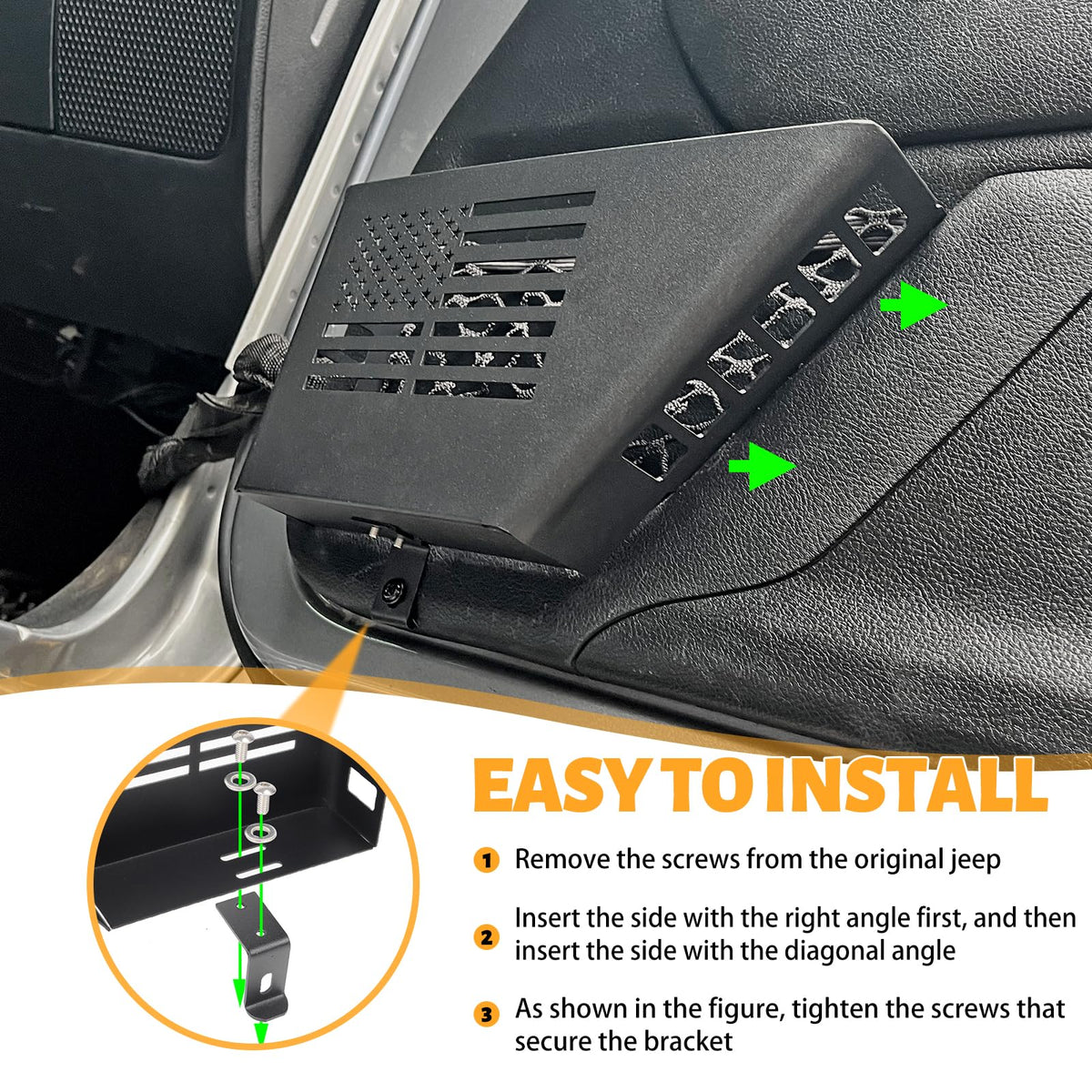 4PCS Front & Rear Steel Door Storage Box Pockets Insert Organizer for 2007-2018 Jeep Wrangler JK 4 Door, Replaces Sagging Nets