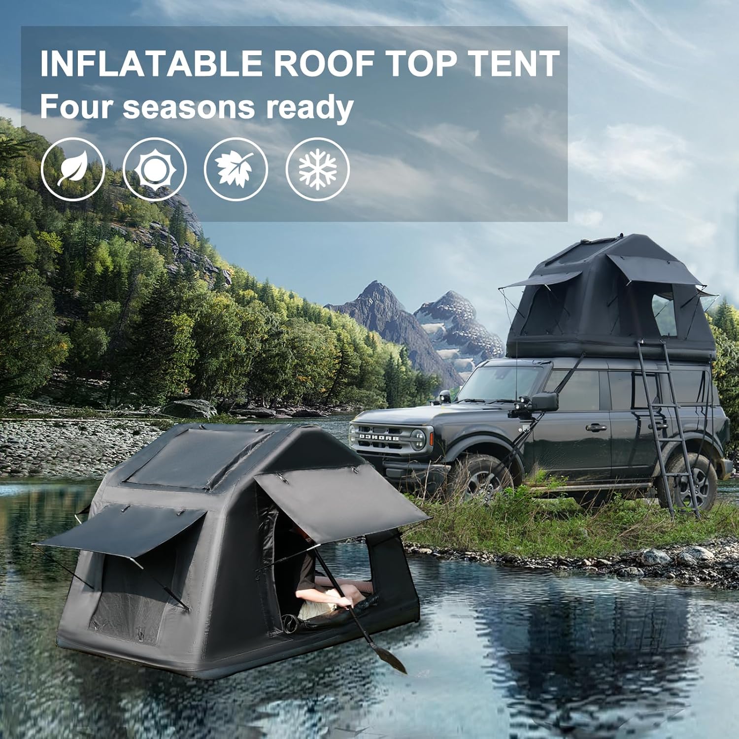 inflatable roof top tent 3 in 1 Multifunctional Rooftop Overland Water Camping Inflatable Water – Maiker Offroad