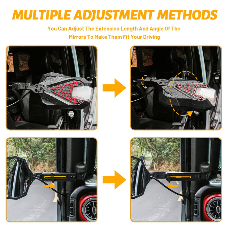 2PC Mirrors Doors Off with Light (18-23 Jeep Wrangler JL Gladiator JT)