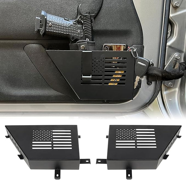 Metal Front & Rear Door Storage Box, Door Side Insert Organizer Box Pockets for 2007-2018 Jeep Wrangler JK 2/4 Door 2pcs(Black)
