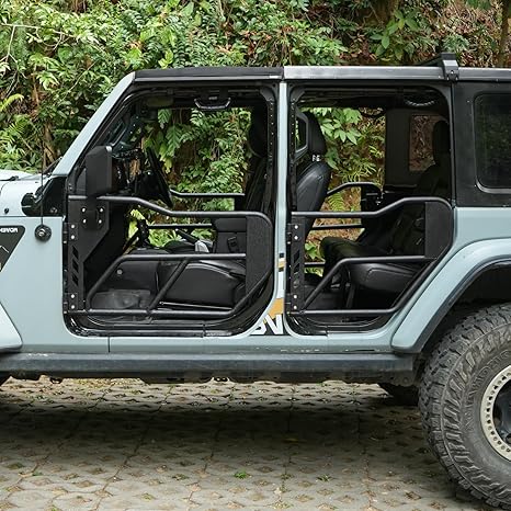 Tubular Half 4 Doors with Side View Mirrors, Off-Road Steel Doors for Summer Trail Adventure（18-24 Jeep wrangler JL JLU, 20-24 Gladiator JT）