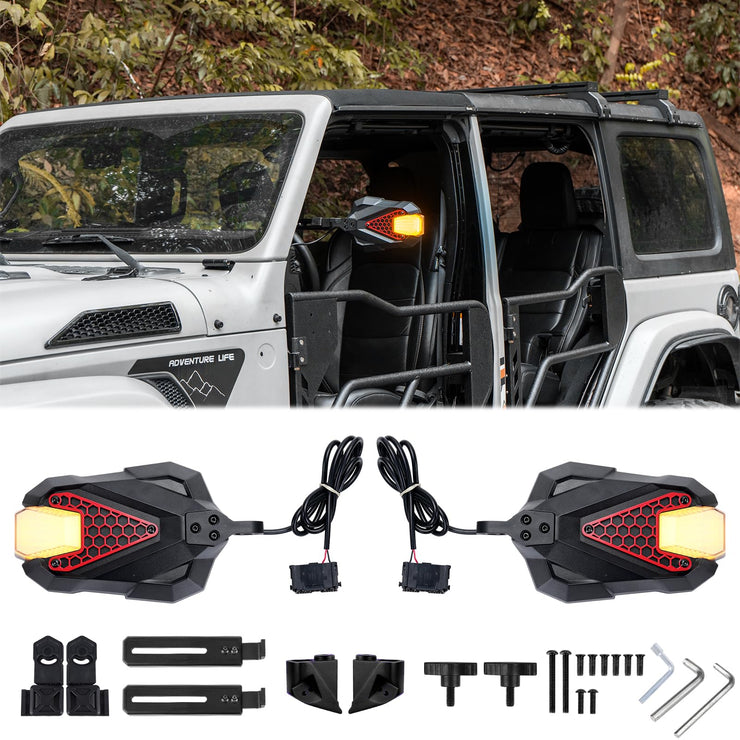 2PC Mirrors Doors Off with Light (24-25 Jeep Wrangler JL Gladiator JT)