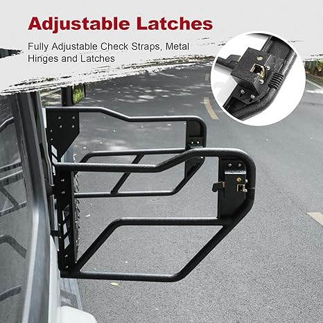 Tubular Half 4 Doors with Side View Mirrors, Off-Road Steel Doors for Summer Trail Adventure（18-24 Jeep wrangler JL JLU, 20-24 Gladiator JT）