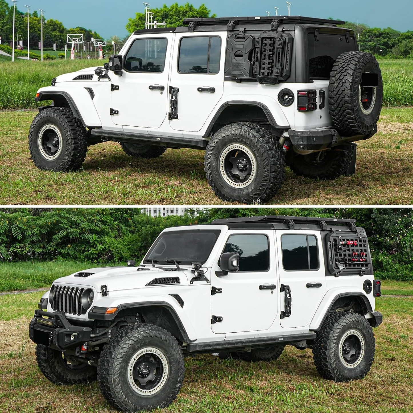Multifunctional Rear Window Storage Table Molle Panel Kit for 2018-2024 Jeep Wrangler JL & JLU 4 doors Openable Design Tactical Molle Platform for Tools (2025 latest upgraded model）