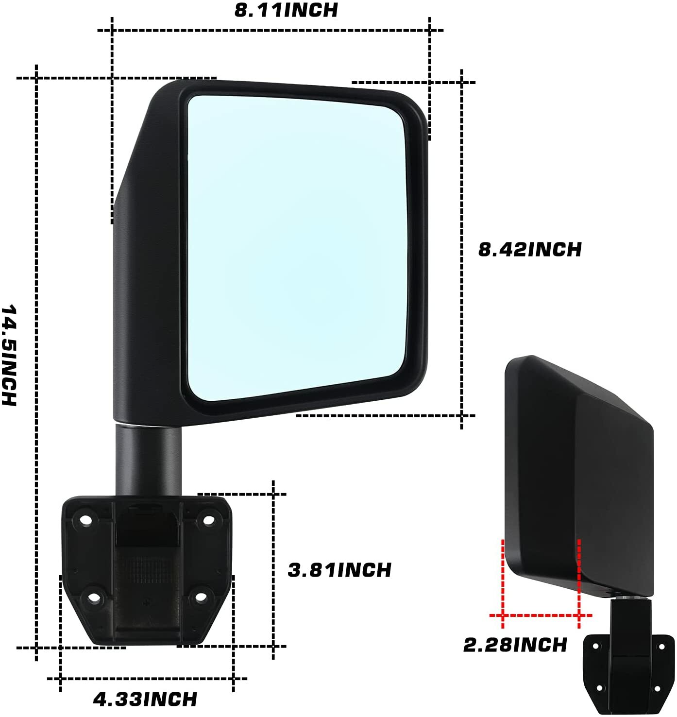 MAIKER Mirrors for Half Doors Fits with tubular doors Side View Mirror Reflection Mirrors Compatible with 2007-2025 Jeep Wrangler JK JL Gladiator JT & 1987-1995 Jeep Wrangler YJ