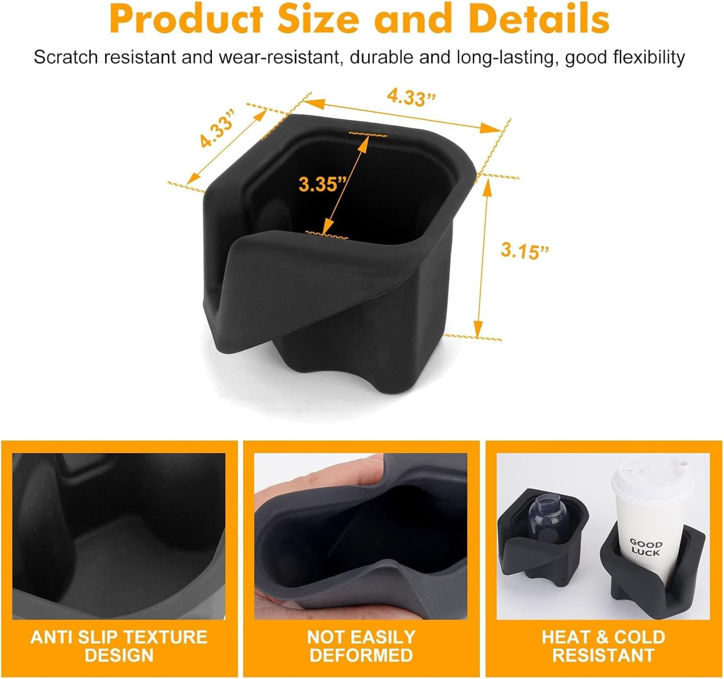 Rear Cup Holder Coaster Compatible with 2018-2024 Jeep Wrangler JL JLU 4XE & 2020-2024 Gladiator JT 4 Door, Silicone Cup Holder Mat Pad Insert CupHolder Liner
