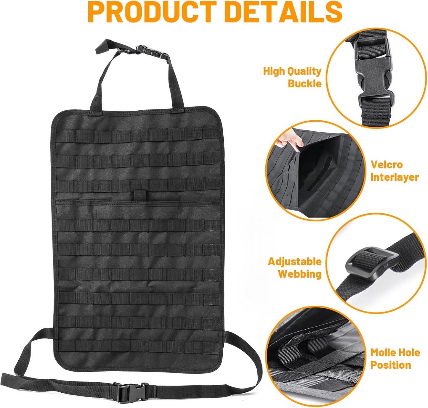 MAIKER Seat Tactical Bag with 2-piece Waterproof Bag Style 3-piece Universal Tactical Car Seat Back Organizer Vehicle Storage Bag with Multi-Pocket