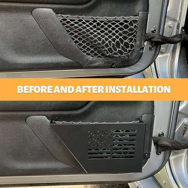 Metal Front & Rear Door Storage Box, Door Side Insert Organizer Box Pockets for 2007-2018 Jeep Wrangler JK 2/4 Door 2pcs(Black)