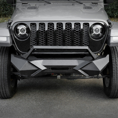X Style Front Bumper with Winch Plate Compatible with Wrangler JK (2007-2018) Heavy Duty Black Textured Manganese Steel Construction