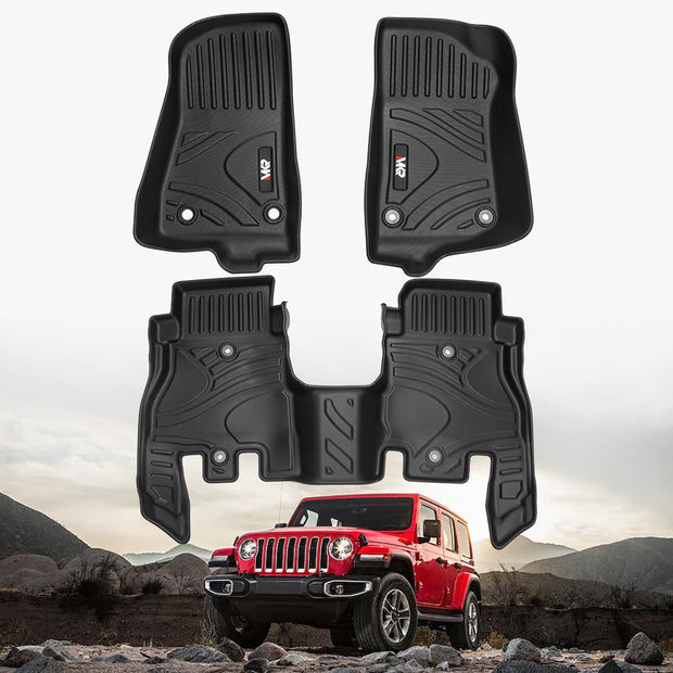 Maiker Offroad 3PCS Non-Slip Waterproof Durable TPE ECO Car Floor Mats （Jeep Wrangler 18-24 JL, Not for 2 Door and JL Unlimited Models)）