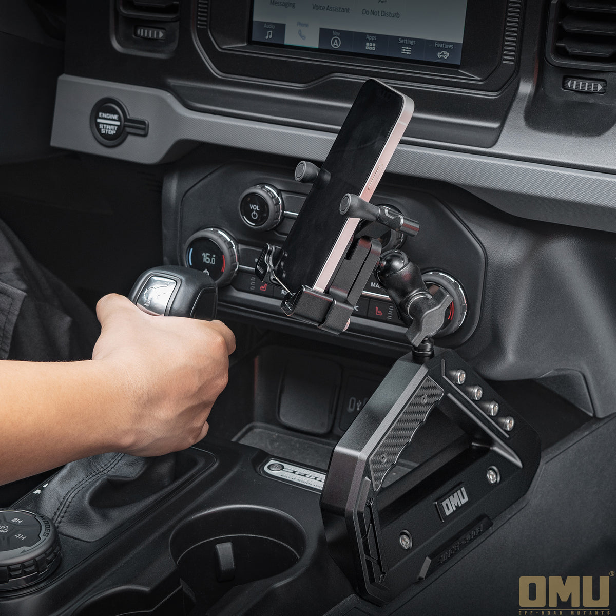 Genesis Series Anti-Shake Stabilizer Custom Adjustable Dashboard Cell Phone Mount installed on vehicle