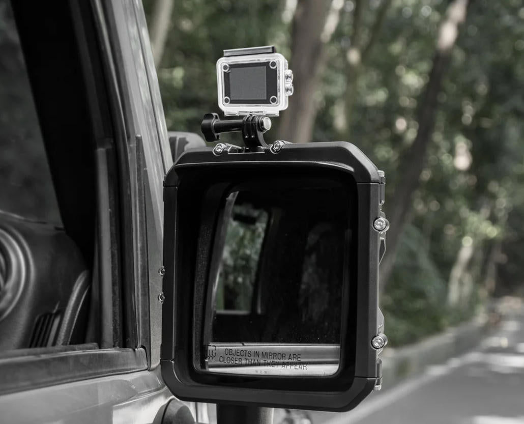 OMU Genesis Series Aluminum Rearview Mirror Rain Shield Frame For Jeep Wrangler JK