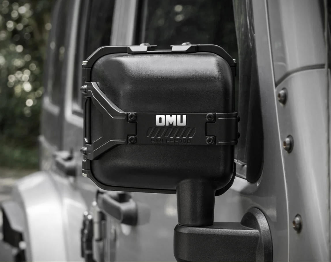 OMU Genesis Series Aluminum Rearview Mirror Rain Shield Frame For Jeep Wrangler JK