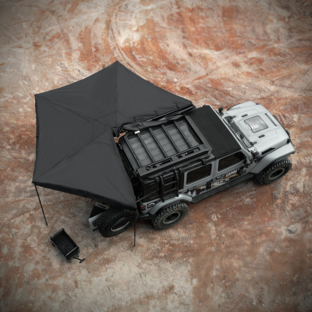 270 Degree Vehicle Awning, Overland Rooftop Car Shelter for SUV Jeep Truck Van,Waterproof Sun Shade Canopy for Driver Side, Only Top Awning Not Include Side Wall