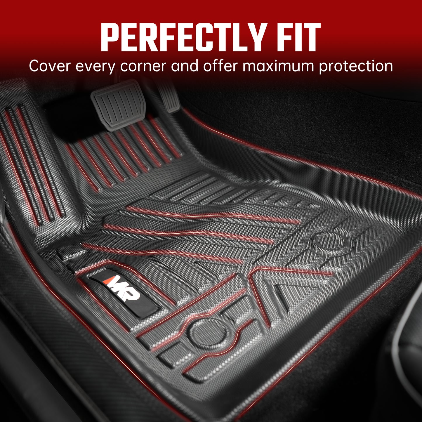Odorless TPE Floor Mat for Tesla Model 3 2023-2025 6 PCS Waterproof Duty-Proof Fully Surrounded Floor Liner Protection Foot Pad