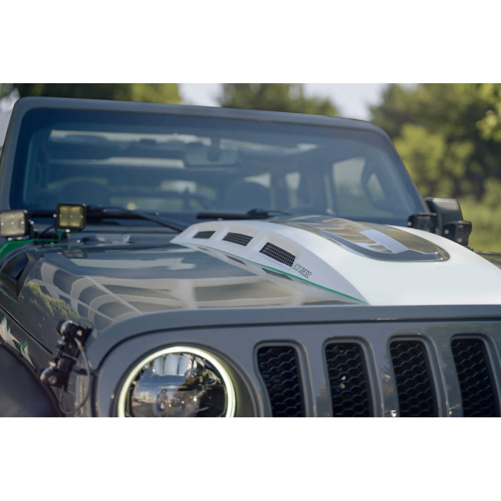Vented Heat Dispersion Hood Compatible with Jeep Wrangler JL JLU 2018-2024 Gladiator JT 2020-2024 Avenger Style Metal Replacement Hoods Accessory(Not Fit Mojave and 392 Models)