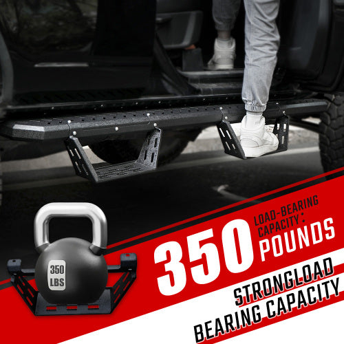 Running Boards Compatible with Ford Bronco 4 DoorS 2021-2024 (NOT Fit for Sport), Two Stairs Side Steps Fit for Bronco, Anti-Slip Drop Down Rock Sliders Step Bars Black