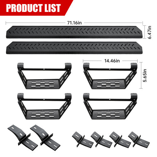 Running Boards Compatible with Ford Bronco 4 DoorS 2021-2024 (NOT Fit for Sport), Two Stairs Side Steps Fit for Bronco, Anti-Slip Drop Down Rock Sliders Step Bars Black