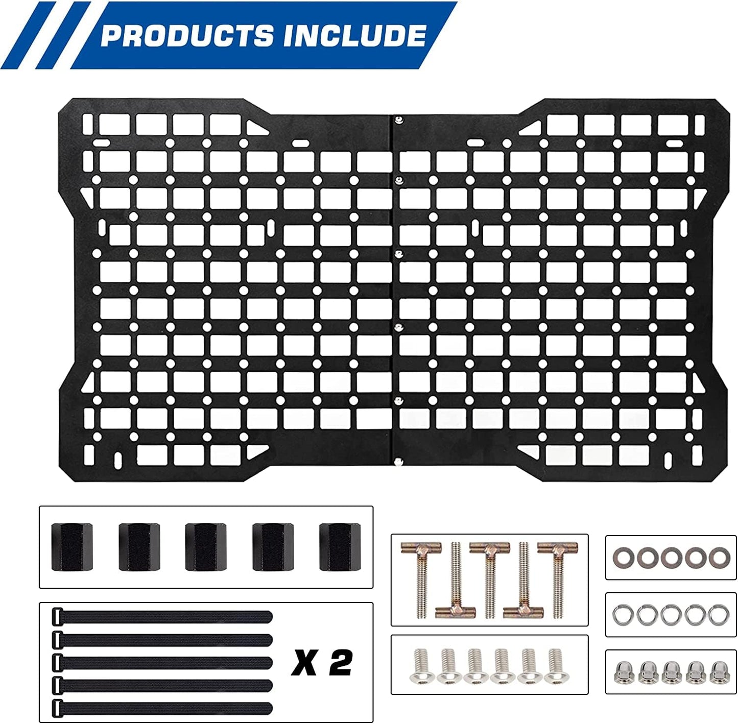 OMU Bronco Tailgate Molle Panel/Bronco Tailgate Tactical Panel/Bronco Organization Molle Panel Rear Door Cargo Organizer Compatible with Ford Bronco 2021 2022(Aluminium Alloy, Black)