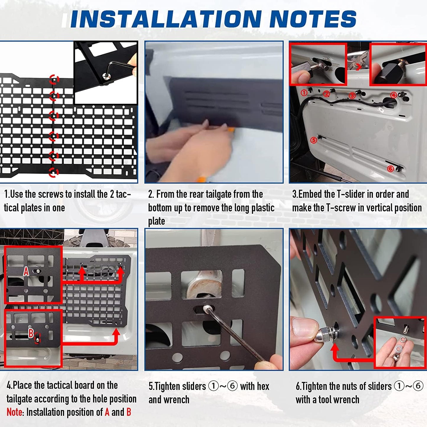 OMU Bronco Tailgate Molle Panel/Bronco Tailgate Tactical Panel/Bronco Organization Molle Panel Rear Door Cargo Organizer Compatible with Ford Bronco 2021 2022(Aluminium Alloy, Black)