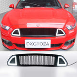 LED DRL Honeycomb Mesh Front Bumper Upper Grill Grille for 2015 2016 2017 Ford Mustang EcoBoost and GT