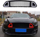 Front Bumper Mesh Grille Grid Grill for Ford Mustang 2015 2016 2017 With Red LED Lights Grilles