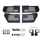 Steel Tubular Doors with Side View Mirror for 2007-2018 Jeep Wrangler JK JKU 4 Door, US Flag Logo