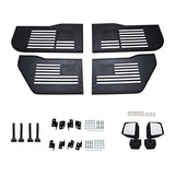 Steel Tubular Doors with Side View Mirror for 2007-2018 Jeep Wrangler JK JKU 4 Door, US Flag Logo