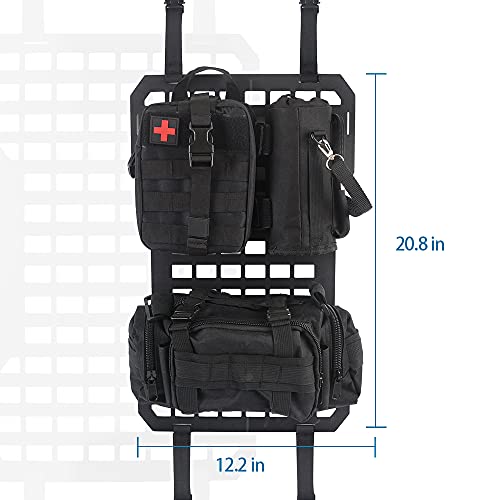 Tactical Rigid MOLLE Panel Seat Cover with MOLLE Medical First Aid Kit & Portable Water Bottle Bag & Tactical Equipment Storage Pouches & 20 Fastening Tape(2 pcs)