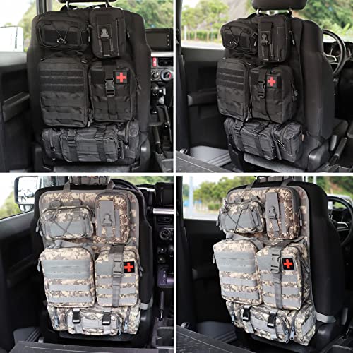 MAIKER Tactical Car Seat Back Organizer, Upgrade Tactical Vehicle Panel  Organizer with 5 Detachable Molle Pouch, Universal fits for Most of Vehicle