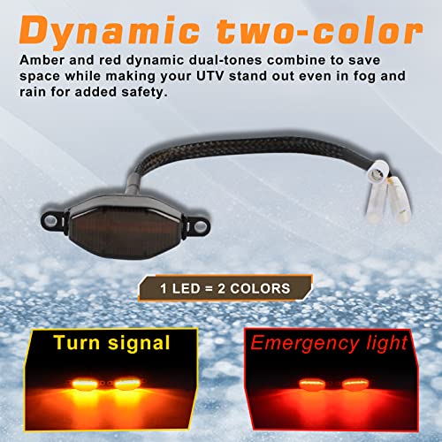 Universal UTV Turn Signal Kit, Street Legal Kit with Amber/Red LED lights, 510Hz Horn Kit, Column Turn Switch, Emergency Switch (Honda Pioneer, Polaris RZR, Can-Am, Kawasak)