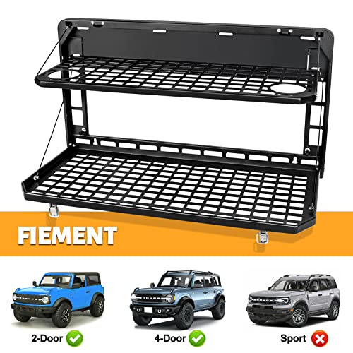 MAIKER 2-Tier Tailgate Table Folding Cargo Storage Shelf for 2021-2025 Ford Bronco Accessories , Aluminum Alloy