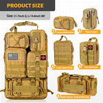 Universal Tactical Seat Back Organizer Vehicle Molle Panel Organizer Storage Bag with 5 Detachable Molle Pouch, Khaki