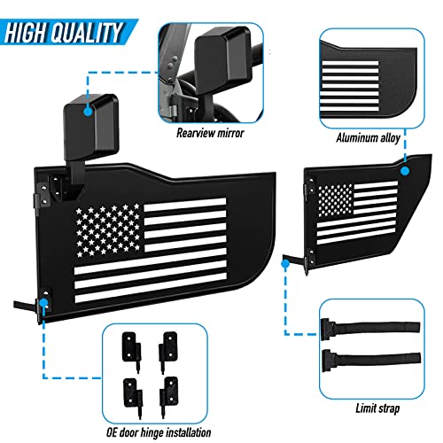 US Flag Logo Steel Tubular 4 Doors with Side View Mirror(07-18 Wrangler JK）