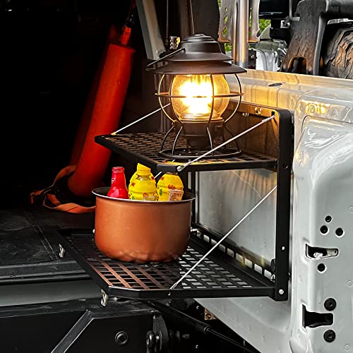 Folding Rear Tailgate Table Aluminum Alloy 2-Tier Camping Cargo Shelf Luggage Holder Carrier (21-23 Ford Bronco 2/4 Doors)