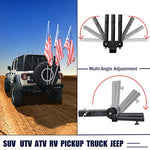 Universal Hitch Mount 3 Flag Pole Holder Compatible with Jeep, SUV, RV, Pickup Truck Camper Trailer with 2 inch Hitch Receivers Bracket with Anti-Wobble Screw, Black, Aluminum Alloy