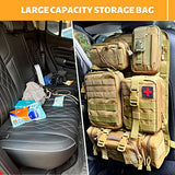Universal Tactical Seat Back Organizer Vehicle Molle Panel Organizer Storage Bag with 5 Detachable Molle Pouch, Khaki