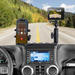 MAIKER Dash Mount Cell Phone Holder Action Camera Mount Compatible with Jeep Wrangler 2011-2017 JK JKU Fit for GoPro Hero 9, 8,7,5 4, Session, iPhone/Android Smartphones, Aluminum