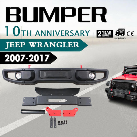 MAIKER 10th Anniversary Style Metal Front Bumper for Jeep Wrangler JK 07+ Car Bumper Accessories