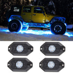 MAIKER RGB LED Rock Light Kits with Phone App Control & Cell Phone Control & Timing & Music Mode & Flashing & Automatic Control & Color Grad Multicolor Neon Lights Under Off Road Truck SUV ATV Motorcy