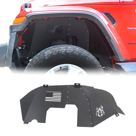 MAIKER Front Inner Fender Liners for Jeep Wrangler JL US Flag Logo Lightweight Aluminum Design Black