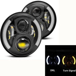 Miker 2X 7" inch Round LED Halo Headlight Hi/Lo DRL Beam For Jeep Wrangler JK LJ TJ CJ
